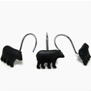 Black Bear Shower Curtain Set of 12 Country Cabin Lodge Rustic Decor